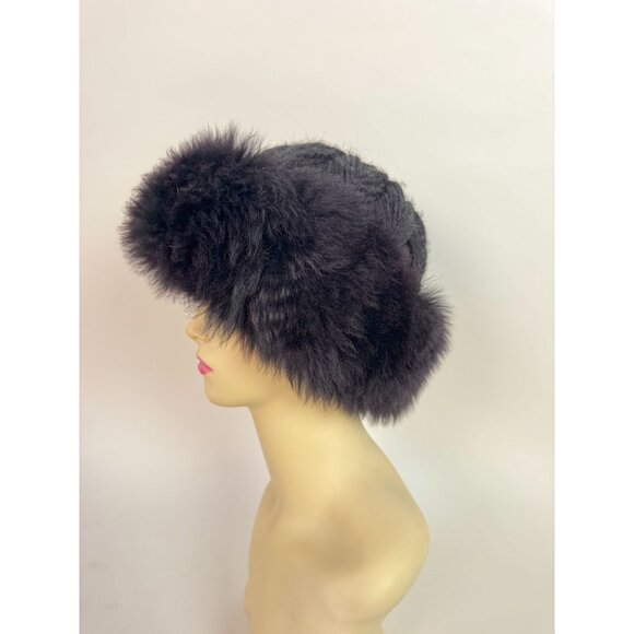 Vintage Neiman Black Fuzzy Hat 55% Wool 45% Acrylic Made In Italy Womens Winter main image 8